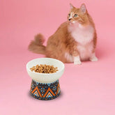 KUTKUT 2 Pcs Ceramic Cat Food Or Water Bowl, Raised Cat Feeder Dishes with Stand, Elevated Pet Food Bowl for Cats and Small Dogs, Stress Free Backflow Prevention & Reduce Neck Burden - kutkut